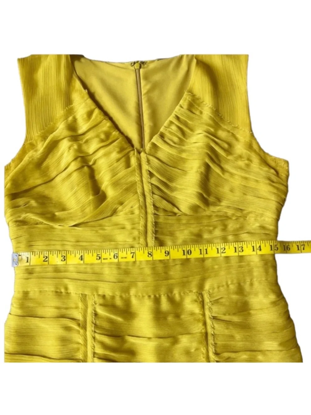 Banana Republic Mustard Ruched V-Neck Knee Length Dress